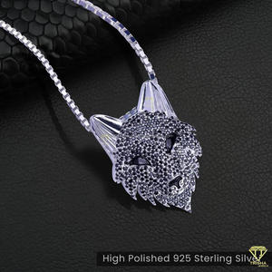 Custom <b>Animal</b> Head Pendant Necklace With Hand Set Stones Luxury Fashion Jewelry For <b>Men</b> And Women - Product Image 3