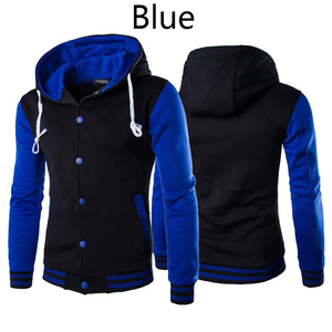 <b>Men's</b> <b>Black</b> And White Varsity Jacket With Hood Button Front Casual Bomber <b>Coat</b> Regular Fit Autumn Wear - Product Image 6
