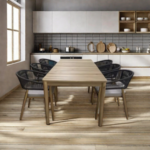 Élégant ensemble de table à manger en bois de teck massif essentiel de meubles de cuisine avec un design élégant - Product Image 4