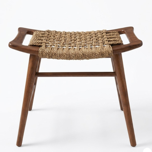 Chaises de restaurant en teck ancien durable, au design moderne et esthétique, avec détails en corde. - Product Image 2