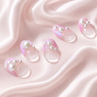 Kits de nail art à marque privée pour la maison, autocollants pour ongles, motifs délicats en perles, ensemble de manucure rose ombré, kits de nail art à marque privée
