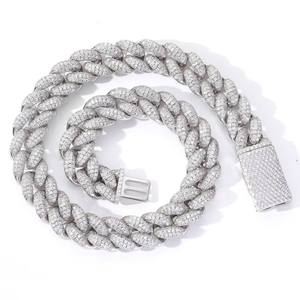 925 Sterling Silver <b>Iced</b> <b>Out</b> Hip Hop <b>Chain</b> Necklace with Lab Diamond Look Stones for Daily Wear and Party Available for Sale - Product Image 1