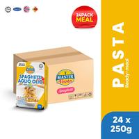 Master Pasto Certifié Halal, Spaghetti au Poulet Prêts à Manger en 2 Minutes, Aglio Olio, Faible Teneur en Glucides et en Sel, Durée de Conservation de 18 Mois