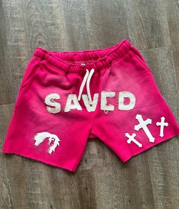 Custom Logo <b>Men's</b> Streetwear Thick Drawstring Vintage Applique Sweat <b>Short</b> Cut Edge Acid Wash <b>Patch</b> Embroidery <b>Shorts</b> <b>Men</b> - Product Image 2