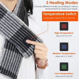 Écharpe chauffante électrique unisexe, châle chauffant USB pour l'hiver avec 3 modes de chauffage, couverture douce et chaude - Product Image 3