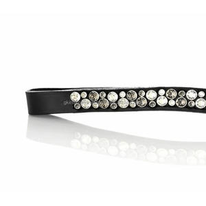 El mejor vendedor, precio al por mayor, 100%, banda de frente de caballo de cuero inglés negro genuino con cristales pequeños decorativos, Diamante ostentoso - Product Image 6