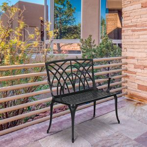 Panca da Esterno in Alluminio Nera da 38 Pollici per Parchi, Giardini, Centri Commerciali - Arredo Versatile per Patio - Product Image 5