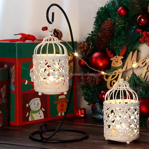 Photophore en métal pour cage à oiseaux Lanterne décorative vintage Centres de table de mariage - Product Image 6