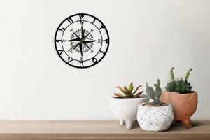 Horloge murale islamique minimaliste en métal, design boussole ronde, quartz analogique silencieux, horloge suspendue pour la décoration du salon - Product Image 2