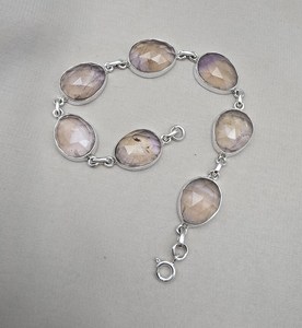 Pulsera de Plata de Ley 925 con Ametrina, Gema Natural Facetada, Diseño Clásico y Sencillo de Lujo para Mujer, Joyería Ajustable - Product Image 5