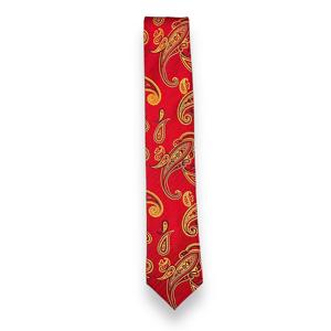 Corbata de Seda con Diseño Paisley Rojo y Amarillo para Hombre |   Corbata Elegante para Bodas, Eventos Formales y Negocios, Regalo Premium |   Suministro al por Mayor OEM India 202 - Product Image 2