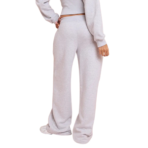 Wholesale Solid Color Women's 2 Piece <b>Set</b> Gray <b>Knitted</b> Crop Top With Buttons Loose Sweatpants Casual All Seasons Full Sleeve <b>Set</b> - Product Image 5
