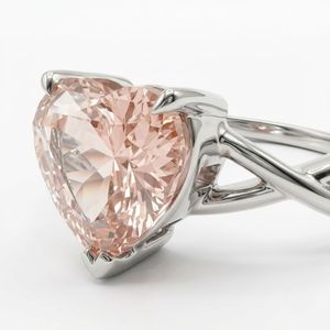 Anillo de compromiso con diamante cultivado en laboratorio de 3 quilates, forma de corazón rosa, certificado por IGI, oro blanco sólido de 9k, diseño solitario con tallo cruzado dividido. - Product Image 5