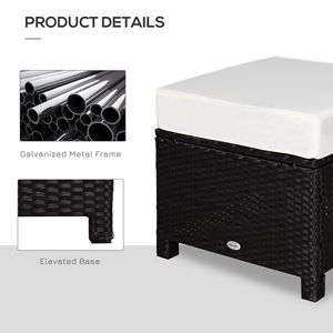 Pouf da esterno in vimini PE da 20 pollici con struttura in acciaio e cuscino resistente allo sbiadimento, nero - Product Image 6