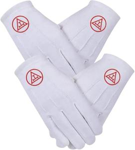 2 paires de gants maçonniques Royal Arch pour hommes, gants de cérémonie en coton blanc avec symbole brodé - Product Image 1