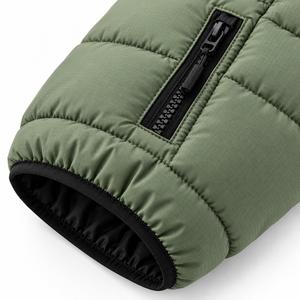 Veste d'hiver unisexe matelassée à col montant, coupe-vent, verte, rembourrée, service OEM, réversible, respirante - Product Image 5