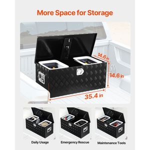 Cassetta Portautensili in Alluminio Resistente per Camion, con Placcatura Striata, Ripiano Scorrevole, Maniglia Laterale e Chiavi di Blocco per la Conservazione degli Attrezzi - Product Image 2