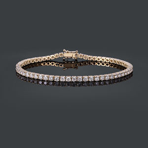 AMBER JEWELS Pulsera de tenis unisex de oro macizo de 14K con diamantes de imitación cultivados en laboratorio, corte brillante, engaste de garra, diseño geométrico clásico, de tercer fabricante - Product Image 1