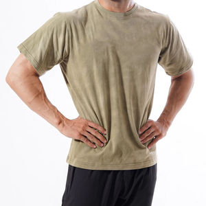 เสื้อยืดฮิปฮอปคอกลมทรงเทรนด์ยอดนิยมสำหรับผู้ชาย ล้างสีแบบแอซิดวอช ผ้าโพลีเอสเตอร์/คอตตอน ระบายอากาศ แห้งเร็ว สไตล์ไฮสตรีท - Product Image 1