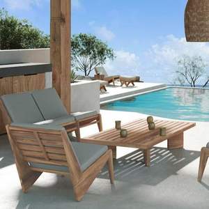 Mesa de Centro de Madera de Teca Reciclada de Alta Calidad, Moderna y Resistente para Exteriores, Ideal para Apartamentos, Villas y Hoteles, para Sala de Estar - Product Image 4