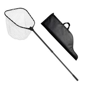 Épuisette de pêche pliable en aluminium 6063 avec poignée télescopique et échelle de longueur intégrée, maille plus fine et résistante, matériau en caoutchouc - Product Image 1