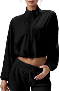 Women's UPF 50+ Sun Protection Cropped Zip Up <b>Jackets</b> for Athletic <b>Workout</b> Running Cool Feeling - Product Image 5