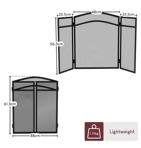 Más Vendido Protector de Chimenea Metálico Arqueado Plegable de Tres Paneles con Malla Fina Antichispas, Protector de Hogar de Acero Independiente - Product Image 3