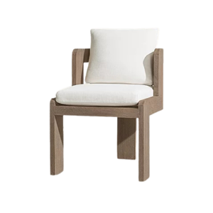 Contemporary Modern Outdoor Dining <b>Chair</b> Solid <b>Teak</b> Wood Thick Cushioned Seat and Backrest Comfortable Patio Resort Seating - Product Image 4