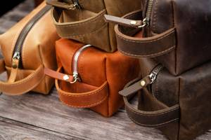 Genuine Leather Toiletry Bag Mens Dopp <b>Kit</b> Vintage <b>Shaving</b> Wash Bag Travel Grooming <b>Kit</b> Organizer Bulk Supply TYG-0125 - Product Image 3