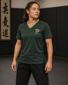Chemise d'entraînement d'arts martiaux pour homme, col en V, vert, respirante, en polyester, uniforme pour la pratique du karaté et du taekwondo - Product Image 6