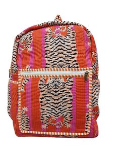 Cotton Quilted Unisex <b>Backpack</b> Hand Block Floral Printed Design Stylish Eco-Friendly Bag for School Travel and Everyday Advent - Product Image 1