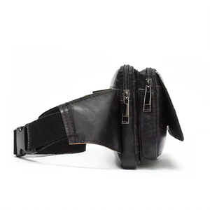 Trendy Custom Genuine Leather Waist Bags Strong Adjustable Zipper Closure Anti-Theft Unisex Daily Outdoor Use Fanny Packs - Product Image 3