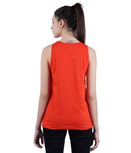 Camiseta sin Mangas Naranja para Mujer con Estampado de Personajes en la Parte Delantera, Cuello Redondo, Estilo Casual, 100% Algodón Tejido, Transpirable - Product Image 5