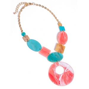 Collar de Resina con Cuentas, Joyería de Moda, Diseño de Color Único, Ligero, Accesorio Moderno para Mujeres y Niñas, para Uso Diario y Fiestas - Product Image 1