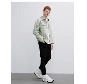 Chemise en jean pour homme, bicolore, douce, décontractée, à manches longues, coupe ample, confortable, style streetwear, pour tous les jours - Product Image 2