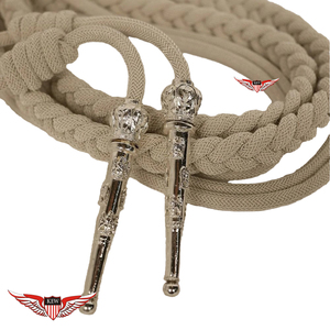 Cordon tressé en nylon beige avec embout métallique pour vêtements classiques - Product Image 4