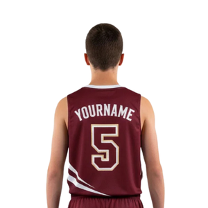 Conjunto de Uniforme de Baloncesto para Niños, Jersey sin Mangas con Cuello en V, Pantalones Cortos con Estampado de Rayas Curvas, Diseño Personalizado con Nombre del Equipo y Número - Product Image 4
