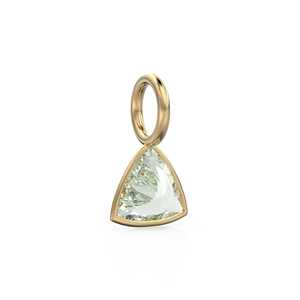 Prasiolita de 5 mm, colgante de oro amarillo macizo de 14k con bisel, accesorio de joyería / Piedra de nacimiento de febrero / Amatista verde con corte trillón - Product Image 4