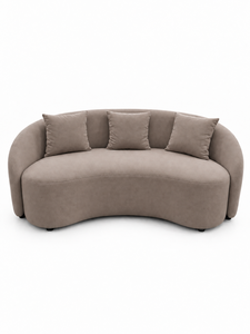 Sofá Esmeralda, Conjunto de Sofás Curvos Cello Taupe, Diseño Moderno y Contemporáneo, Tela Ecológica, Patas de Acero Inoxidable para Sala de Estar - Product Image 1