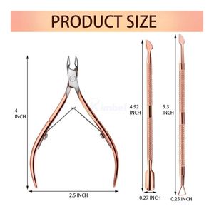 Coupe-cuticules professionnel en acier inoxydable, finition or rose, coupe-ongles, éliminateur de peaux mortes, outil de manucure pour usage en salon - Product Image 2