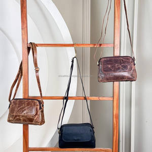 Petit sac à bandoulière en cuir véritable de haute qualité pour femmes sacs à bandoulière polyvalents en cuir durable avec haut zippé - Product Image 5