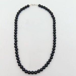 Collar de Cuentas de Ónix Negro Natural de 8x8mm con Gancho, Collar de Cuentas de Ónix Negro de 21 Pulgadas para Mujer, Regalos de Joyería - Product Image 2