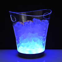Acrylique transparent personnalisé PS Plastique Bière Vin champagne Bouteille Service Seau à Glace avec Lumière Led