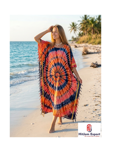 Vestido Kaftan Tie Dye Personalizado para Mujer, Estilo Holgado, para Playa o Resort, Fabricante y Proveedor OEM ODM - Product Image 1