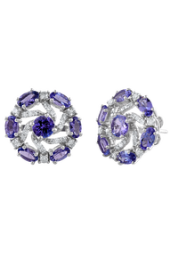 Pendientes de Diamante y Tanzanita en Plata de Ley 92.5 KLST-30706 - Product Image 2