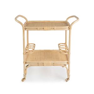 Rattan trolley for serving <b>drinks</b> boho style natural <b>drink</b> trolleys food stand cart champagne carts - Product Image 1