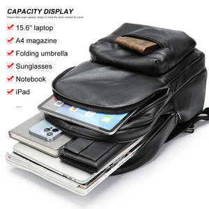 Mochila Ejecutiva de Cuero Genuino Premium, Bolsa para Portátil de 15.6 Pulgadas, Impermeable, para Viajes, para Hombre - Product Image 3