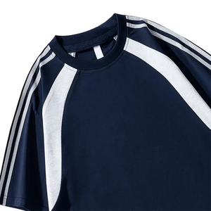 <b>Navy</b> <b>Blue</b> T-<b>Shirt</b> Oversized Fit O-Neck Casual Style T-<b>Shirt</b> Heavyweight Plain T-<b>Shirt</b> Drop Shoulder T <b>Shirt</b> OEM T <b>Shirt</b> - Product Image 6