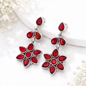 Wholesale Brass Antique <b>Silver</b> Plated Multi Color Flower Design Onyx Classic Drop <b>Earrings</b> Women | Handmade Gift Bulk Supplier - Product Image 1