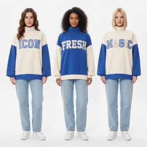 Oversized <b>Turtleneck</b> Mock Neck Sweatshirt Women Color Blocked Letter Print Cotton Knitted Autumn Streetwear Pullover <b>Sweater</b> - Product Image 1